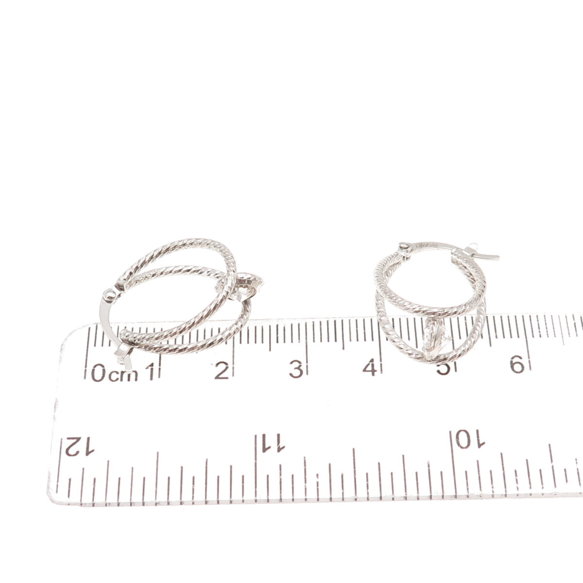 925 Sterling Silver Round-Cut C Z Hoop Earrings