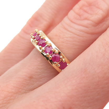 Ross Simons 925 Sterling Silver Gold Plated Vintage Real Ruby Ring Size 5.25