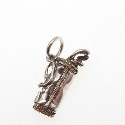 925 Sterling Silver Vintage Mexico Golf Club Oxidized Charm Pendant