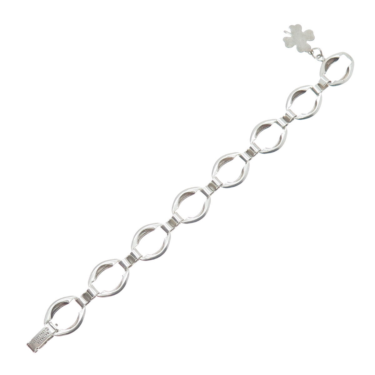 DANECRAFT 925 Sterling Silver Antique Art Deco Clover Charm Bracelet 6"