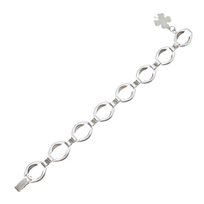 DANECRAFT 925 Sterling Silver Antique Art Deco Clover Charm Bracelet 6"