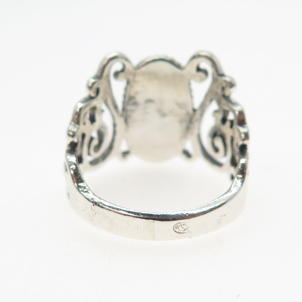 925 Sterling Silver Vintage Real Carnelian Swirl Oxidized Ring Size 6