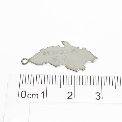 925 Sterling Silver Vintage Mexico Enamel Saint Thomas, Virgin Islands Pendant