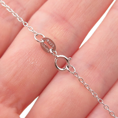 Sun 925 Sterling Silver Real Round-Cut Diamond Love Cable Chain Necklace 18"