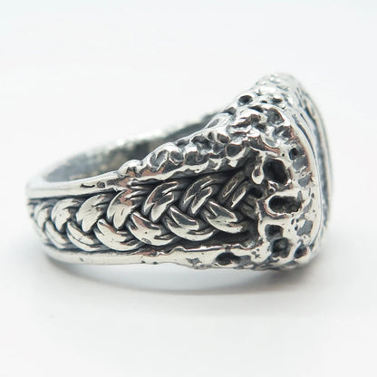 925 Sterling Silver Vintage Wicker Nugget Ring Size 8