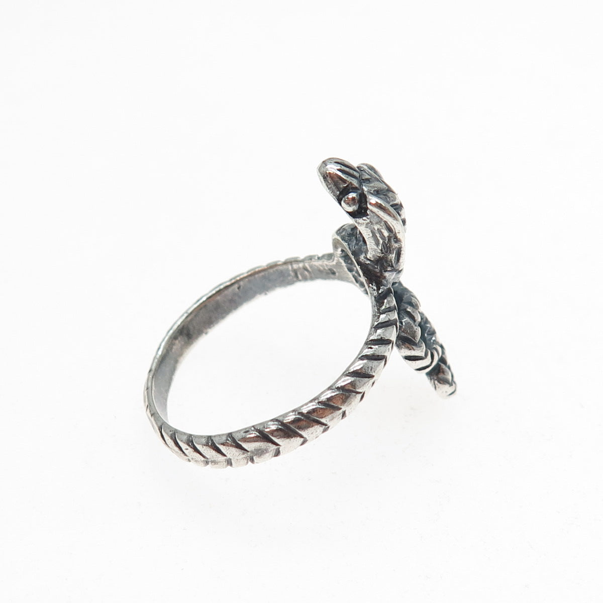 925 Sterling Silver Vintage Cobra Snake Oxidized Ring Size 9