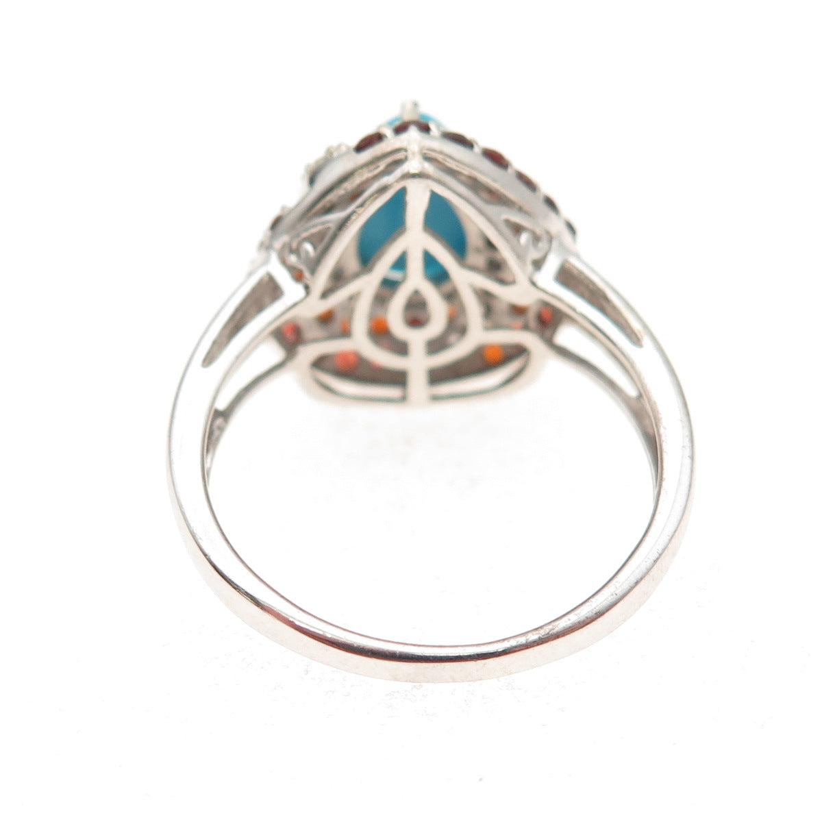 Chuck Clemency 925 Sterling Silver Real Turquoise Garnet Topaz Ring Size 9.25