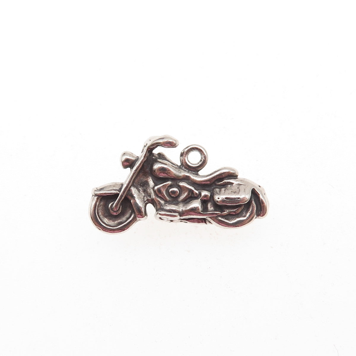 925 Sterling Silver Vintage Motorcycle Oxidized 3D Charm Pendant