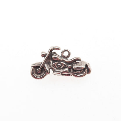 925 Sterling Silver Vintage Motorcycle Oxidized 3D Charm Pendant