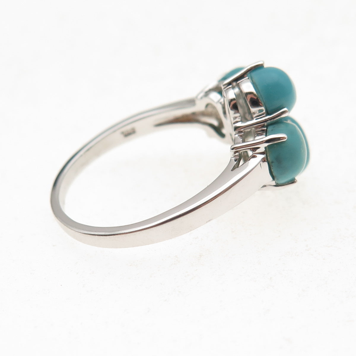 925 Sterling Silver Real Kingman Turquoise Cluster Ring Size 8