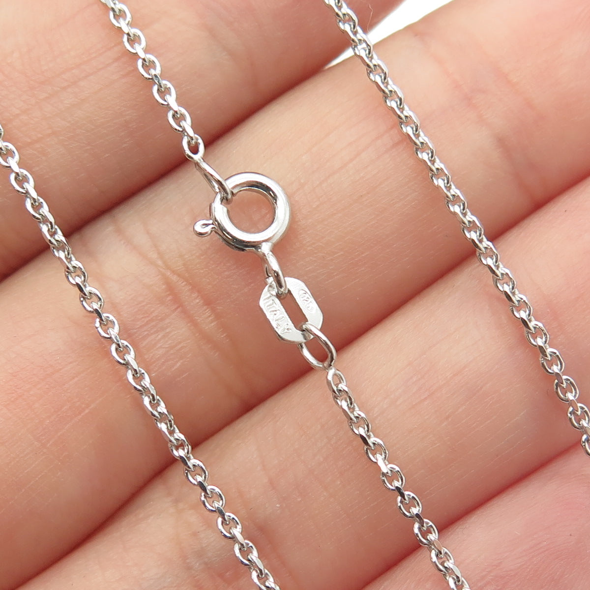 925 Sterling Silver Multi-Cut Green & White C Z Cable Chain Necklace 18"