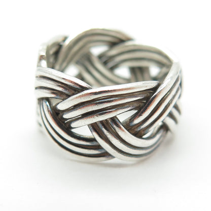 925 Sterling Silver Vintage Braided Oxidized Ring Size 5.75
