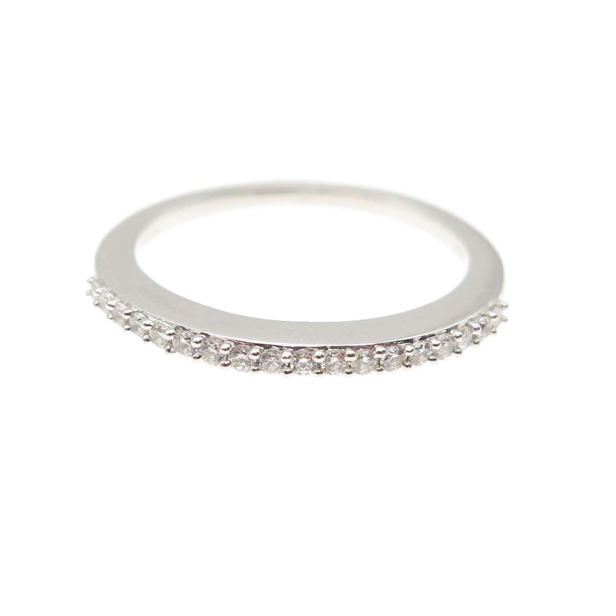 925 Sterling Silver Round-Cut C Z Stackable Half Eternity Ring Size 6.75