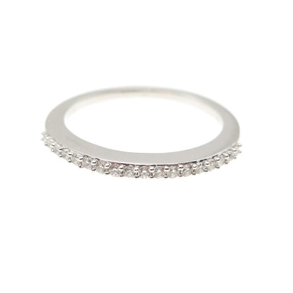 925 Sterling Silver Round-Cut C Z Stackable Half Eternity Ring Size 6.75