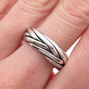 925 Sterling Silver Vintage CII Mexico Braided Oxidized Band Ring Size 7.25