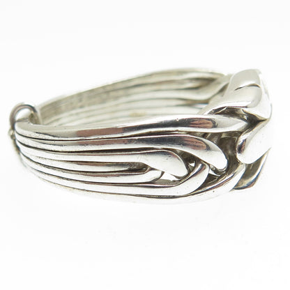 925 Sterling Silver Vintage Modernist Interlocked Ring Size 14.25