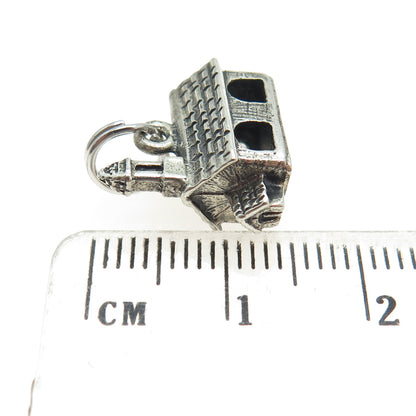 DANECRAFT 925 Sterling Silver Vintage Rural Country Church Mini 3D Charm Pendant