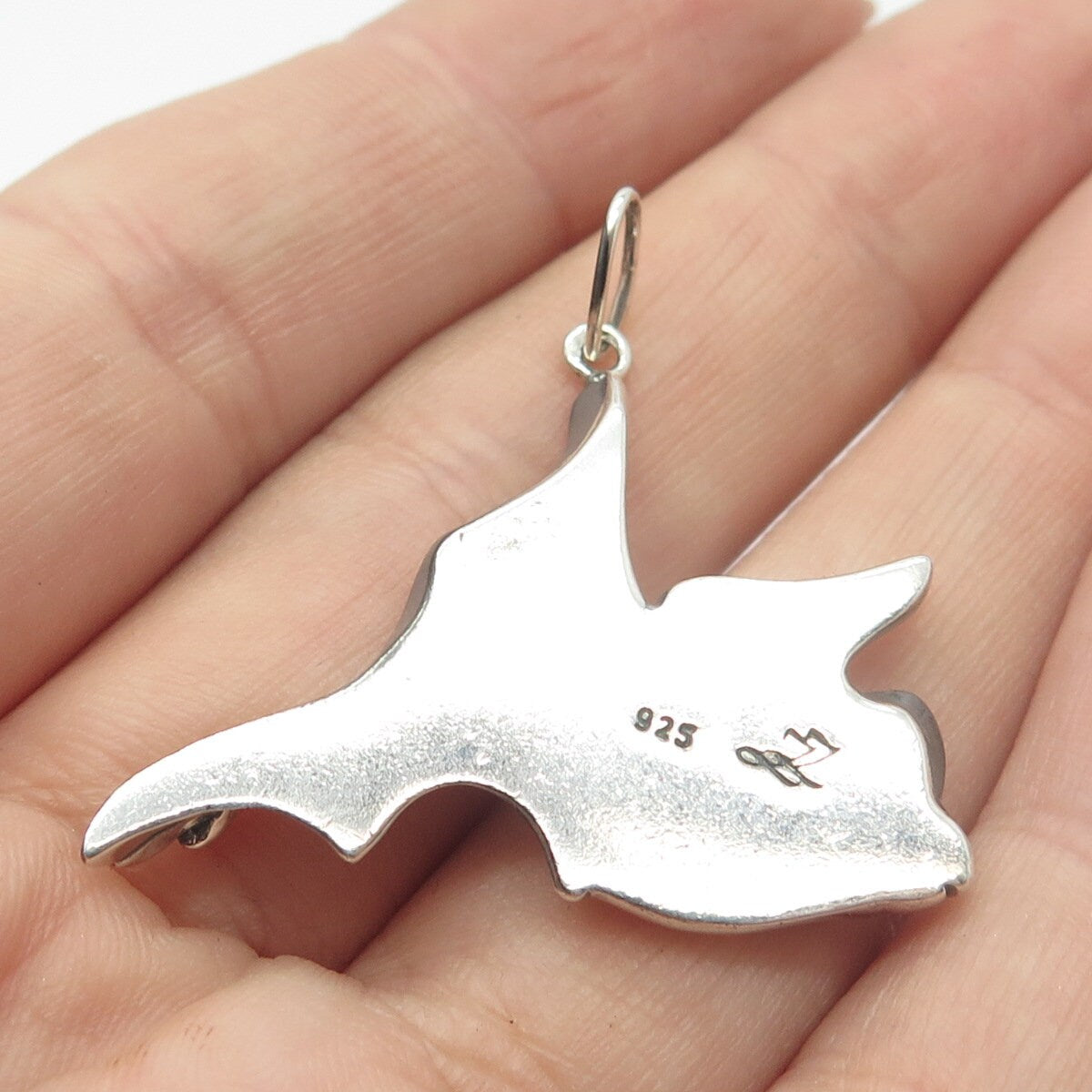 925 Sterling Silver Vintage Flying Parrot Bird Pendant