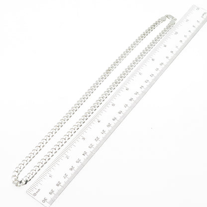 925 Sterling Silver Vintage Italy Curb Chain Necklace 22"