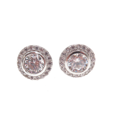 925 Sterling Silver Round-Cut C Z Stud Earrings