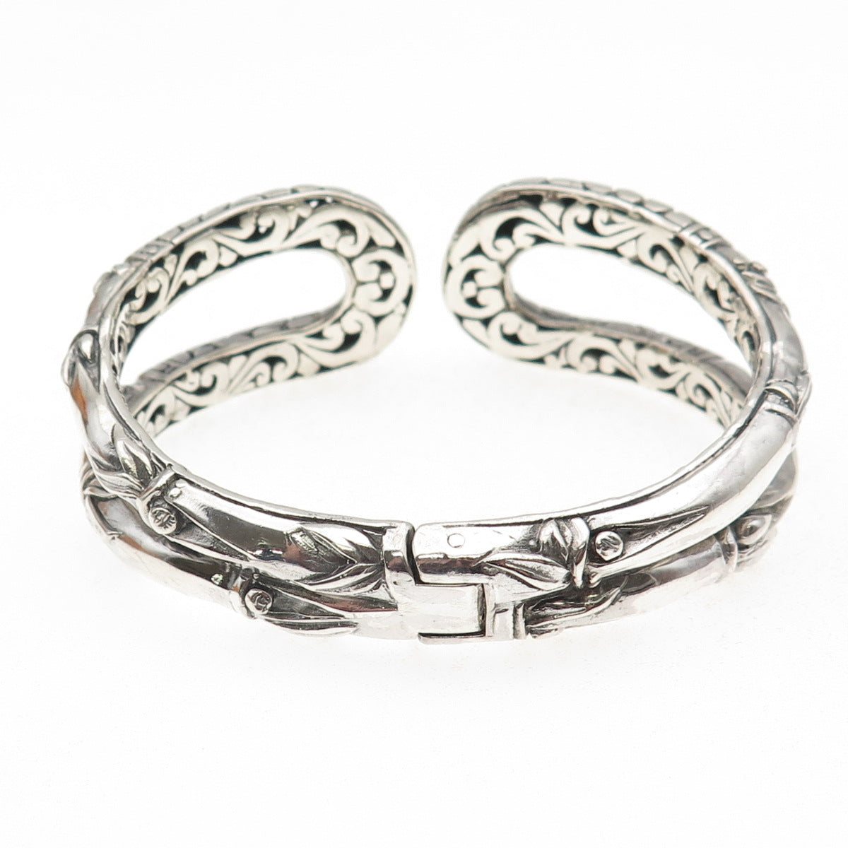 Sarda 925 Sterling Silver Vintage Kali Dotted Bamboo Bracelet 6.75"