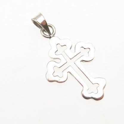 925 Sterling Silver Vintage Mexico Cross Religious Charm Pendant
