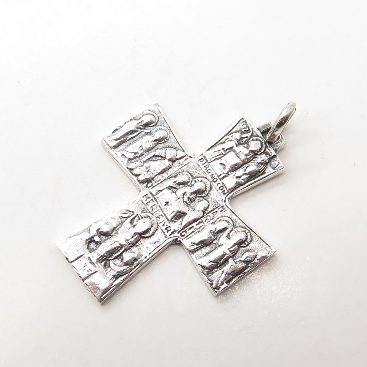 925 Sterling Silver Vintage Religious Theme Cross Pendant