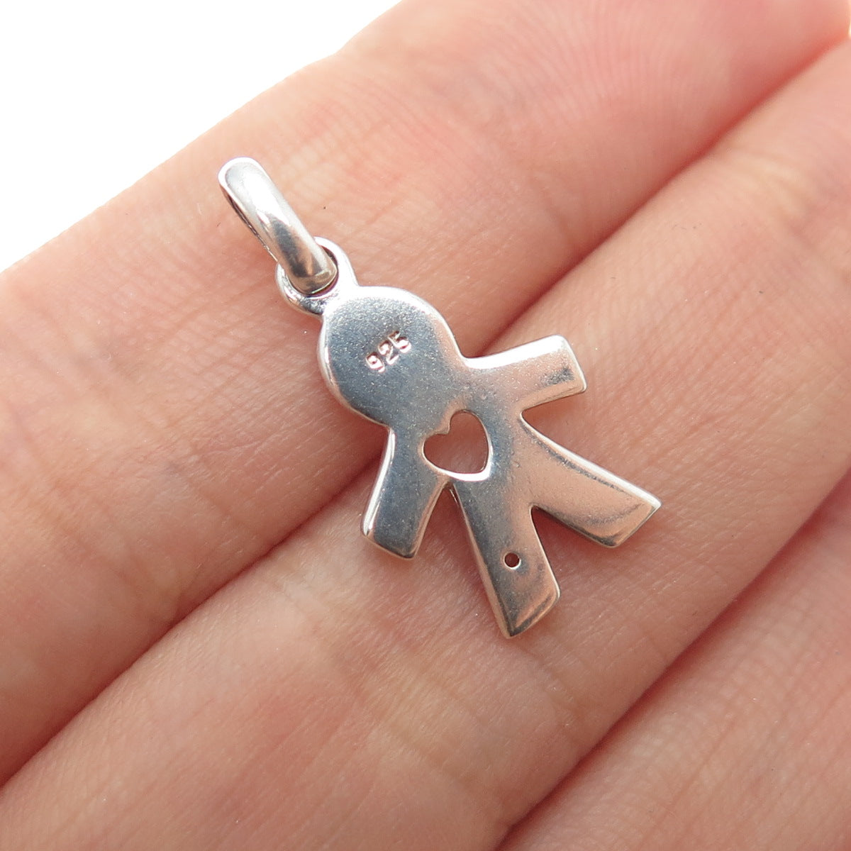 925 Sterling Silver Vintage C Z Boy's Heart Minimalist Charm Pendant