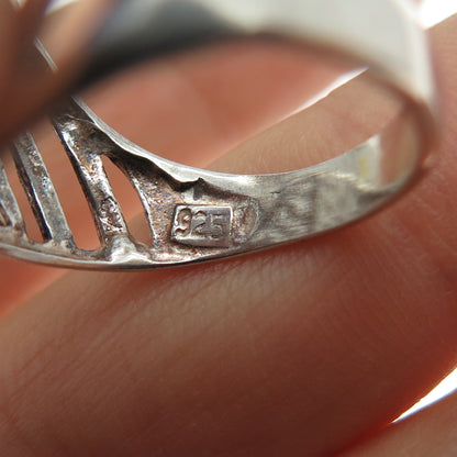 925 Sterling Silver Vintage Modernist Oxidized Ring Size 10.25