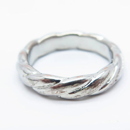 925 Sterling Silver Vintage Twisted Band Ring Size 8.25