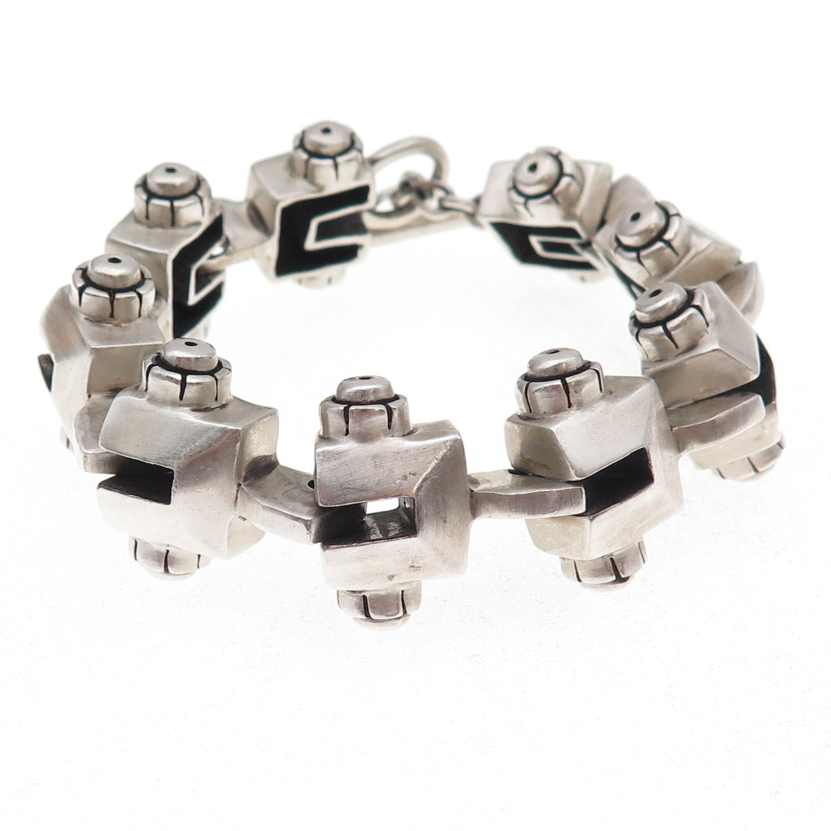 Lisa Jenks 925 Sterling Silver Vintage Modenrist Oxidized Bracelet 6.25"
