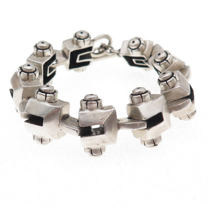 Lisa Jenks 925 Sterling Silver Vintage Modenrist Oxidized Bracelet 6.25"