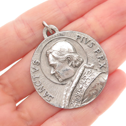 Hartnett 925 Sterling Silver Vintage Pope St. Pius X Award Medal Pendant
