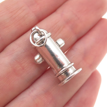 925 Sterling Silver Vintage Fire Hydrant Oxidized 3D Charm Pendant