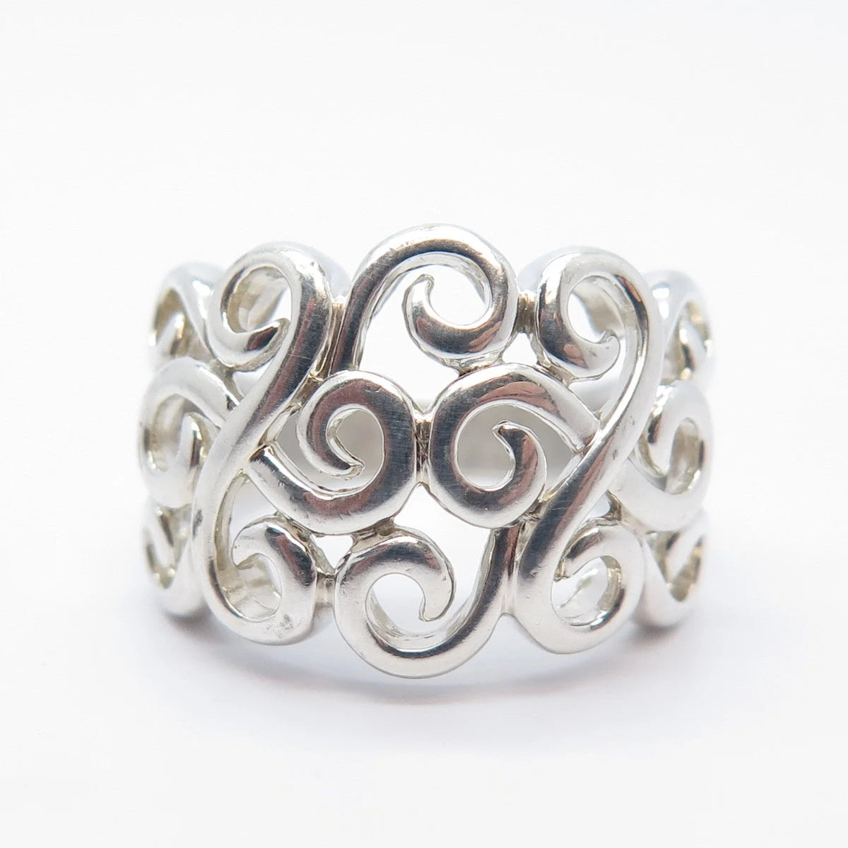 925 Sterling Silver Vintage Swirl Ring Size 6.25