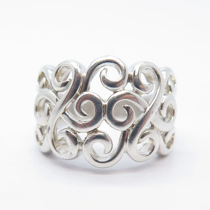 925 Sterling Silver Vintage Swirl Ring Size 6.25