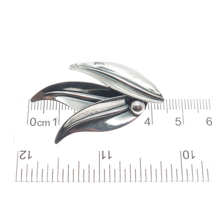 N.E. FROM 925S Sterling Silver Vintage Denmark Floral Oxidized Pin Brooch