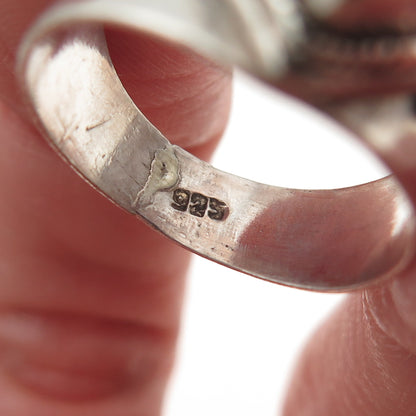 925 Sterling Silver Vintage Princess-Cut Smoky C Z Oxidized Ring Size 8.25