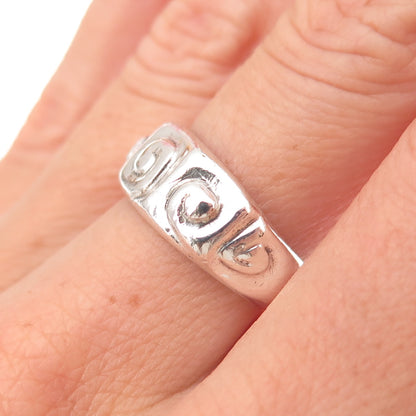 Ernst 925 Sterling Silver Vintage Modernist Spiral Oxidized Ring Size 7