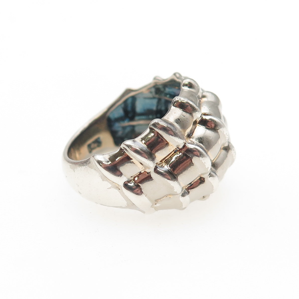 925 Sterling Silver Vintage Modernist Bamboo Ring Size 7.25