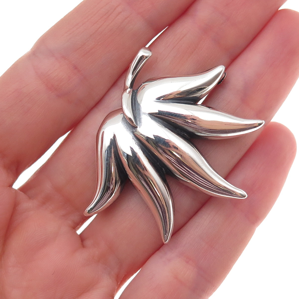 925 Sterling Silver Vintage 1985 Modernist Floral Pin Brooch