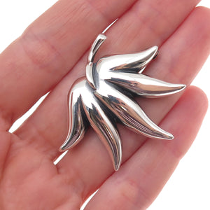 925 Sterling Silver Vintage 1985 Modernist Floral Pin Brooch