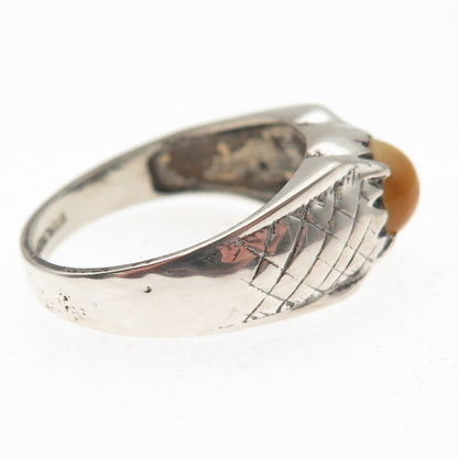 McGrath Hamin 925 Sterling Silver Vintage Real Tiger Eye Oxidized Ring Size 9.5