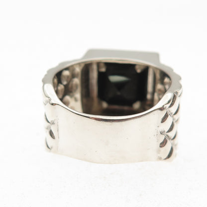 Chateau D’Argent 925 Sterling Silver Vintage Real Black Spinel Ring Size 9
