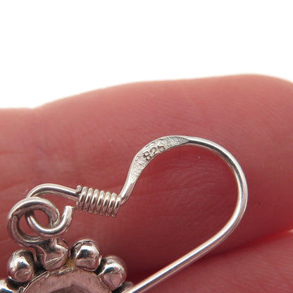 925 Sterling Silver Vintage Real MOP Beaded Dangle Earrings