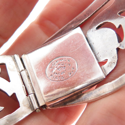 JOY 925 Sterling Silver Vintage Mexico Dragon Breath Opal Floral Bracelet 7.25"