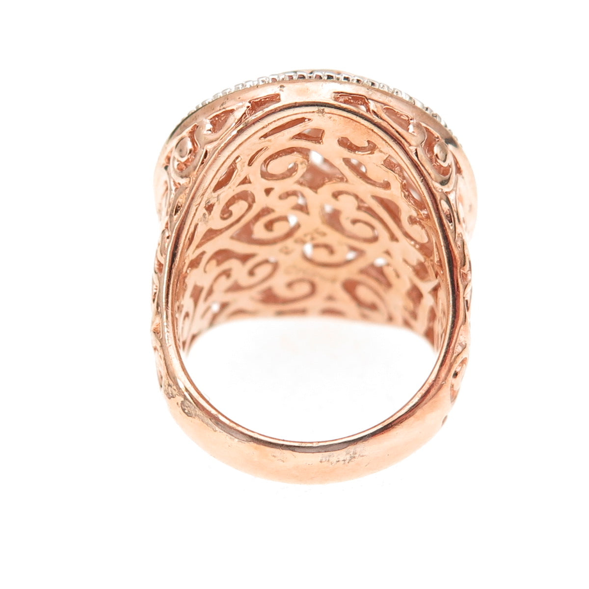 Ross Simons Sterling Silver Rose Gold Plated Real Diamond Swirl Ring Size 6.25