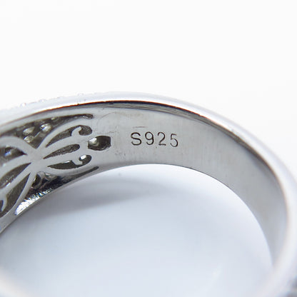 925 Sterling Silver C Z Wide Domed Ring Size 6.25