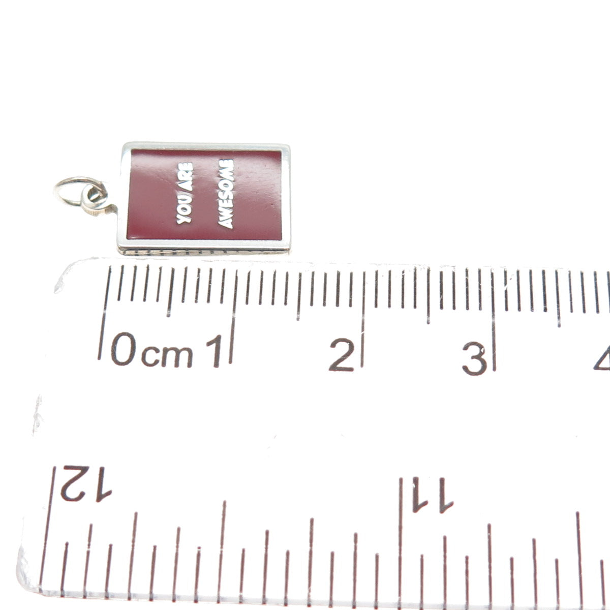 925 Sterling Silver Red Enamel You Are Awesome Minimalist Charm Pendant