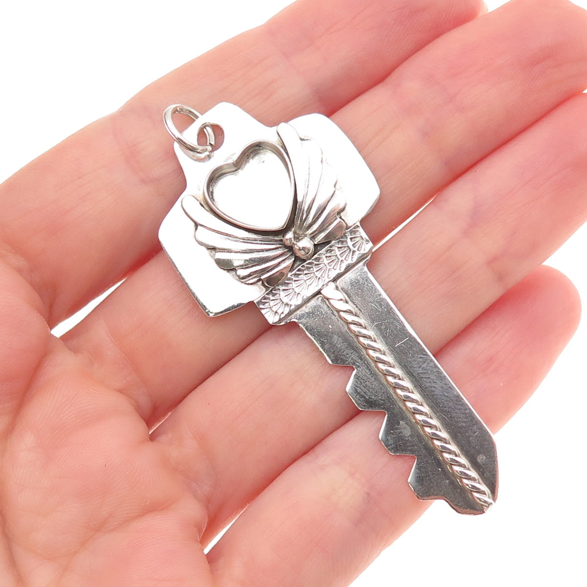 Benson Manygoats Navajo Old Pawn Sterling Vintage Key Pendant (missing stone)